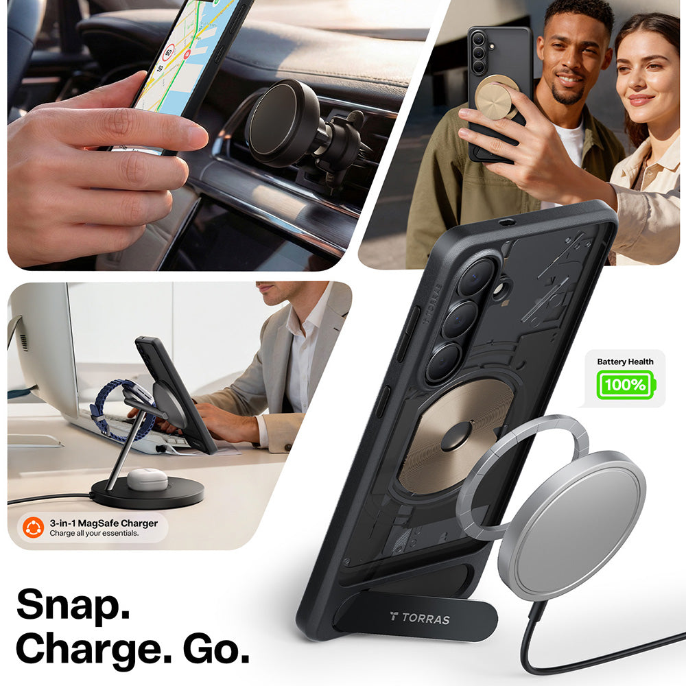 MagSafe Hülle für Samsung Galaxy S26 Plus, Torras, Pstand, Schwarz