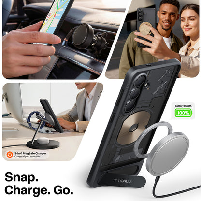 MagSafe Hülle für Samsung Galaxy S26 Plus, Torras, Pstand, Schwarz