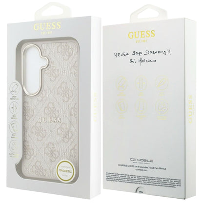 Custodia MagSafe per Samsung Galaxy S26 S942, Guess, 4G Embossed Ring, Rosa