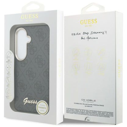 MagSafe Hülle für Samsung Galaxy S26 S942, Guess, 4G Script Logo, Schwarz