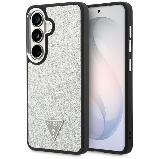 Custodia MagSafe per Samsung Galaxy S26 S942, Guess, Logo Triangolo Glitter Fisso, Argento