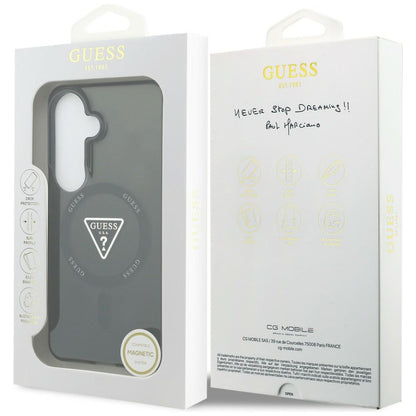 Coque MagSafe pour Samsung Galaxy S26 S942, Guess, logo triangle dégradé IML, Noire