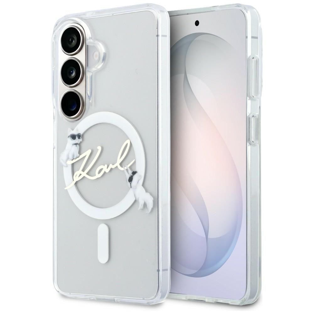 Custodia MagSafe per Samsung Galaxy S26 S942, Karl Lagerfeld, IML Choupette Karl Script Logo, Bianca