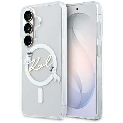Custodia MagSafe per Samsung Galaxy S26 S942, Karl Lagerfeld, IML Choupette Karl Script Logo, Bianca