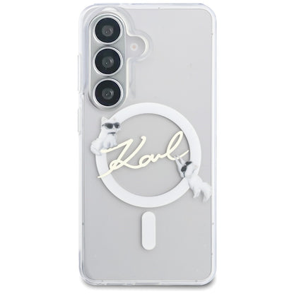 Custodia MagSafe per Samsung Galaxy S26 S942, Karl Lagerfeld, IML Choupette Karl Script Logo, Bianca