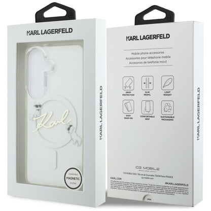 Custodia MagSafe per Samsung Galaxy S26 S942, Karl Lagerfeld, IML Choupette Karl Script Logo, Bianca