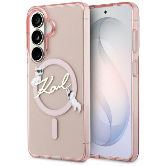 MagSafe-Hülle für Samsung Galaxy S26 S942, Karl Lagerfeld, IML Choupette Karl Script Logo, Rosa
