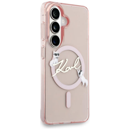 MagSafe-Hülle für Samsung Galaxy S26 S942, Karl Lagerfeld, IML Choupette Karl Script Logo, Rosa