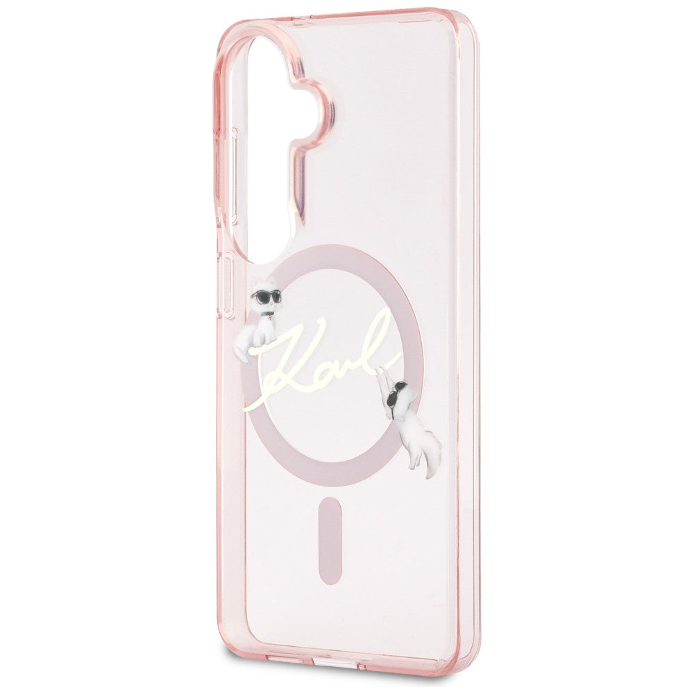 MagSafe-Hülle für Samsung Galaxy S26 S942, Karl Lagerfeld, IML Choupette Karl Script Logo, Rosa