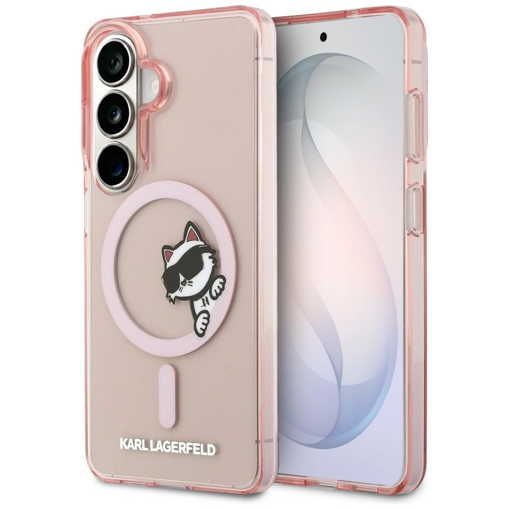 MagSafe Hülle für Samsung Galaxy S26 S942, Karl Lagerfeld, IML Choupette Peekaboo Logo, Rosa