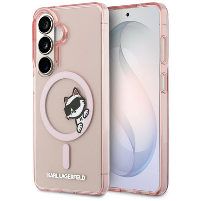 MagSafe Hülle für Samsung Galaxy S26 S942, Karl Lagerfeld, IML Choupette Peekaboo Logo, Rosa