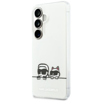Custodia MagSafe per Samsung Galaxy S26 S942, Karl Lagerfeld, IML Karl & Choupette Peekaboo Logo, Bianca