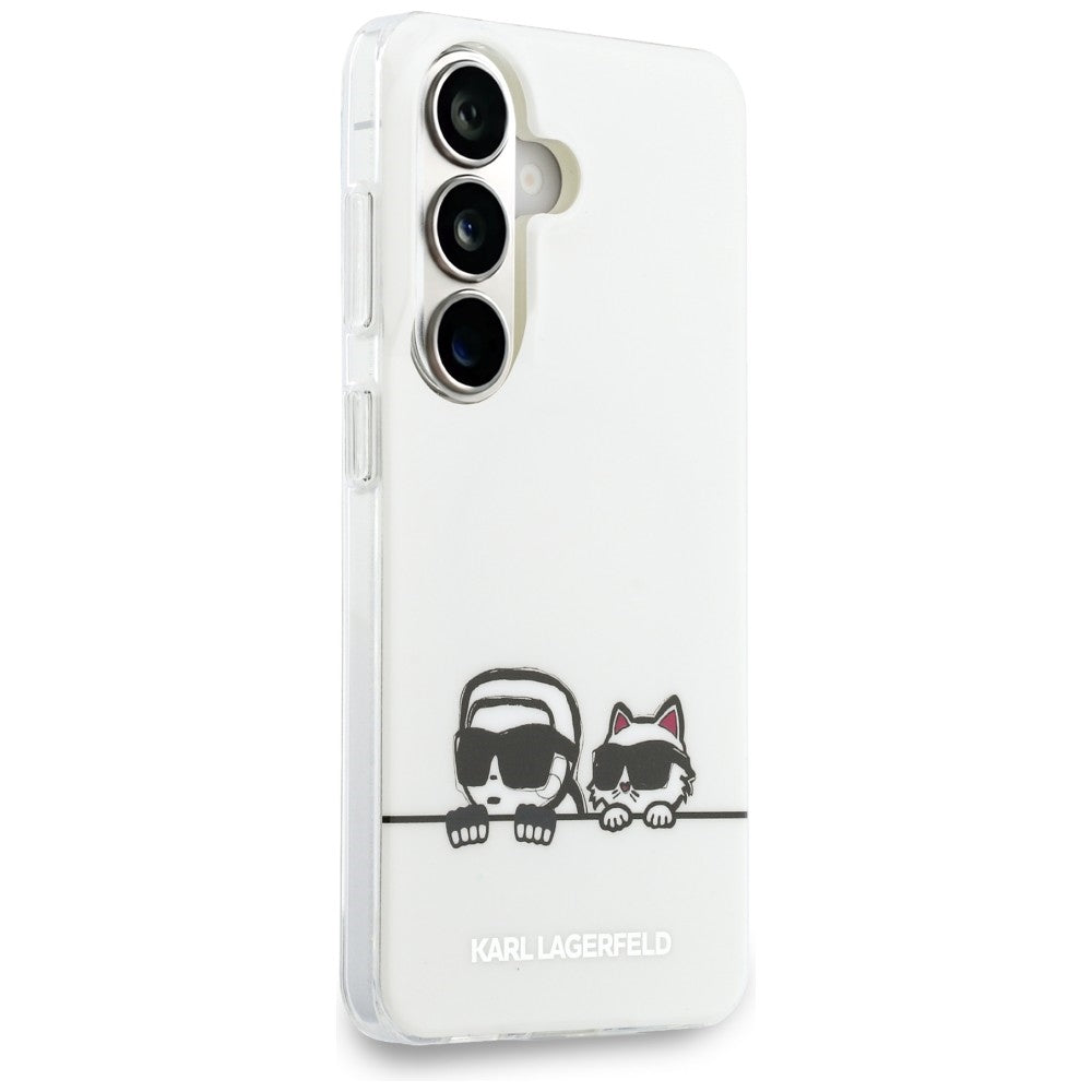 Custodia MagSafe per Samsung Galaxy S26 S942, Karl Lagerfeld, IML Karl & Choupette Peekaboo Logo, Bianca