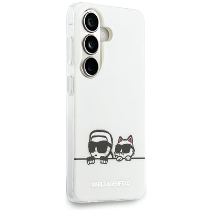 Custodia MagSafe per Samsung Galaxy S26 S942, Karl Lagerfeld, IML Karl & Choupette Peekaboo Logo, Bianca
