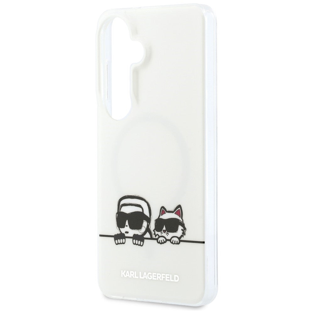 Custodia MagSafe per Samsung Galaxy S26 S942, Karl Lagerfeld, IML Karl & Choupette Peekaboo Logo, Bianca