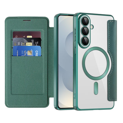 Custodia MagSafe per Samsung Galaxy S26 S942, Techsuit, SmartMag Book, Verde