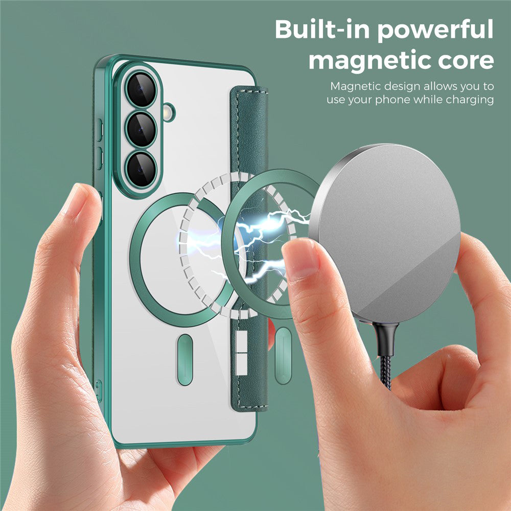 Custodia MagSafe per Samsung Galaxy S26 S942, Techsuit, SmartMag Book, Verde