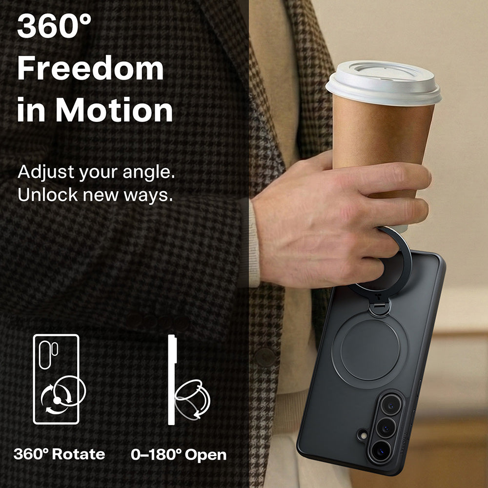 Étui MagSafe pour Samsung Galaxy S26 S942, Torras, Ostand Spin, Noir