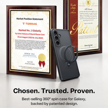 Étui MagSafe pour Samsung Galaxy S26 S942, Torras, Ostand Spin, Noir