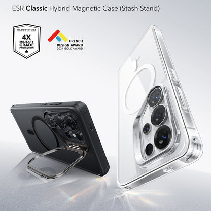 Custodia MagSafe per Samsung Galaxy S26 Ultra S948, ESR, Classic Hybrid Kickstand, Nera Satinata