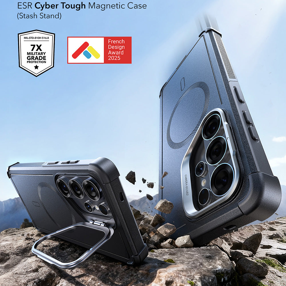 MagSafe Hülle für Samsung Galaxy S26 Ultra, ESR, Cyber Armor Kickstand, Schwarz