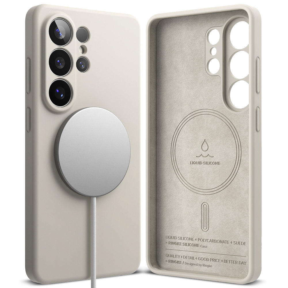Custodia MagSafe per Samsung Galaxy S26 Ultra, Ringke, Silicone, Crema