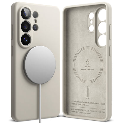 Custodia MagSafe per Samsung Galaxy S26 Ultra, Ringke, Silicone, Crema