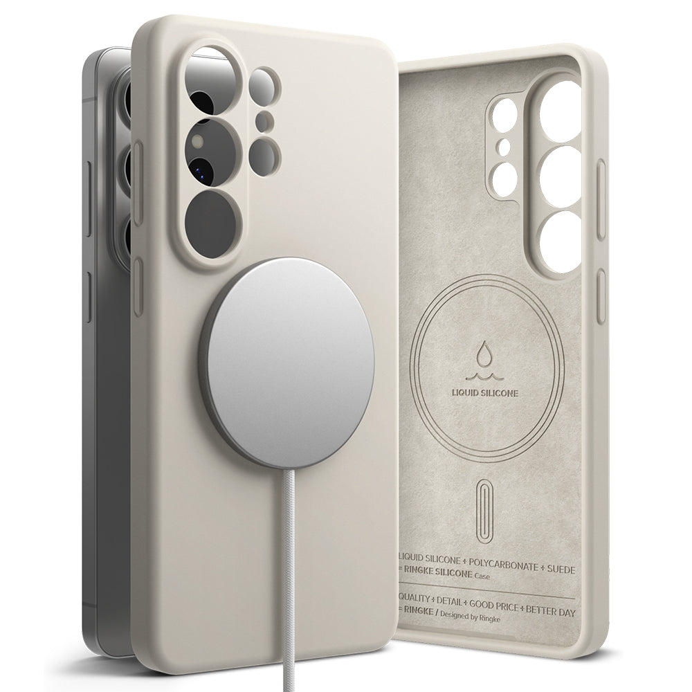 Custodia MagSafe per Samsung Galaxy S26 Ultra, Ringke, Silicone, Crema