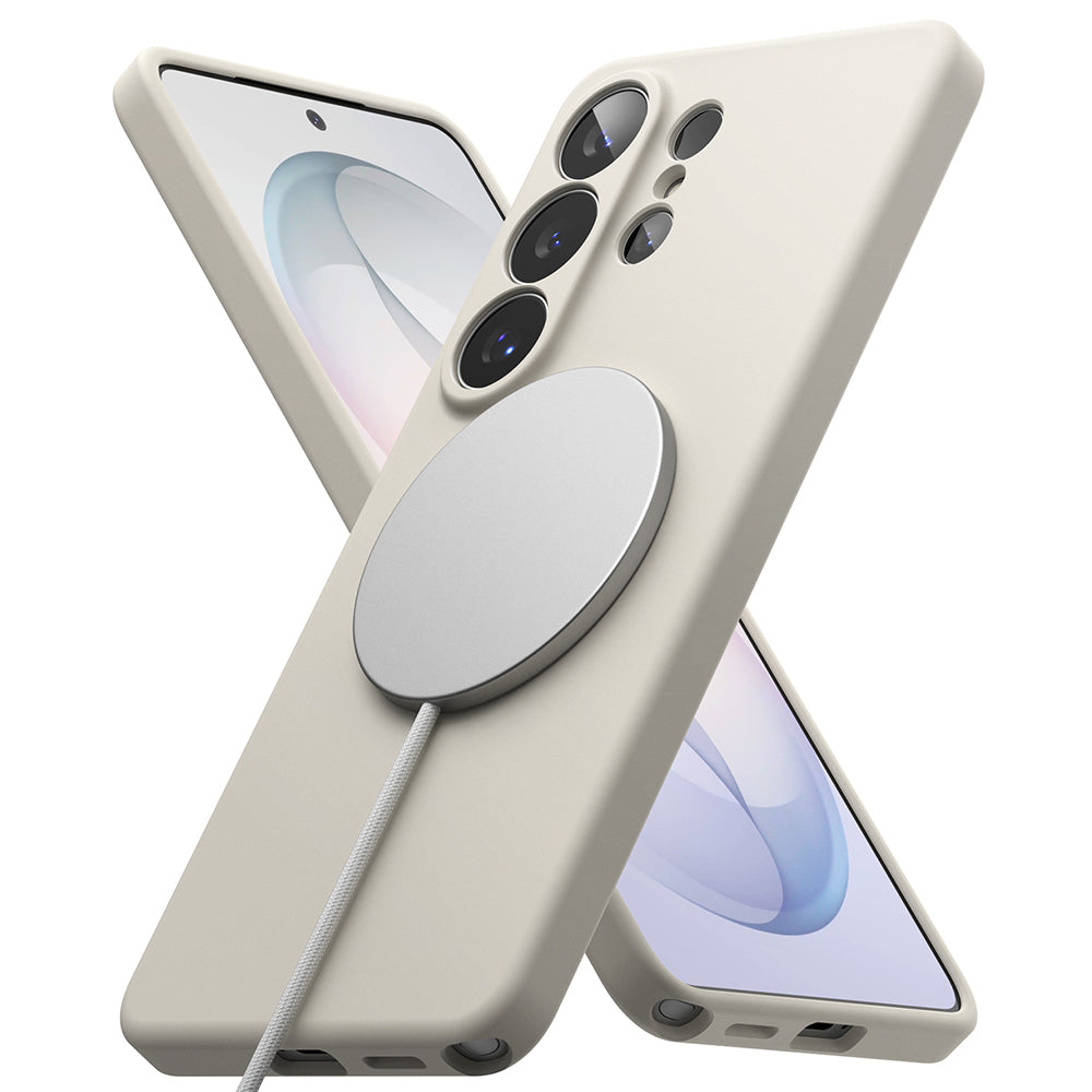 Custodia MagSafe per Samsung Galaxy S26 Ultra, Ringke, Silicone, Crema