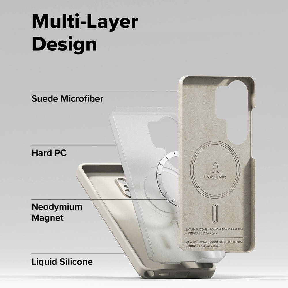 Custodia MagSafe per Samsung Galaxy S26 Ultra, Ringke, Silicone, Crema