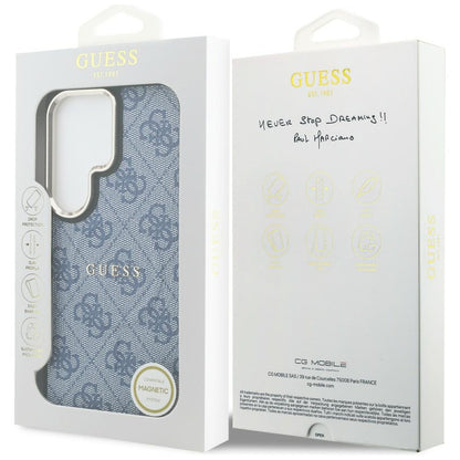MagSafe Hülle für Samsung Galaxy S26 Ultra S948, Guess, 4G Embossed Ring, Blau