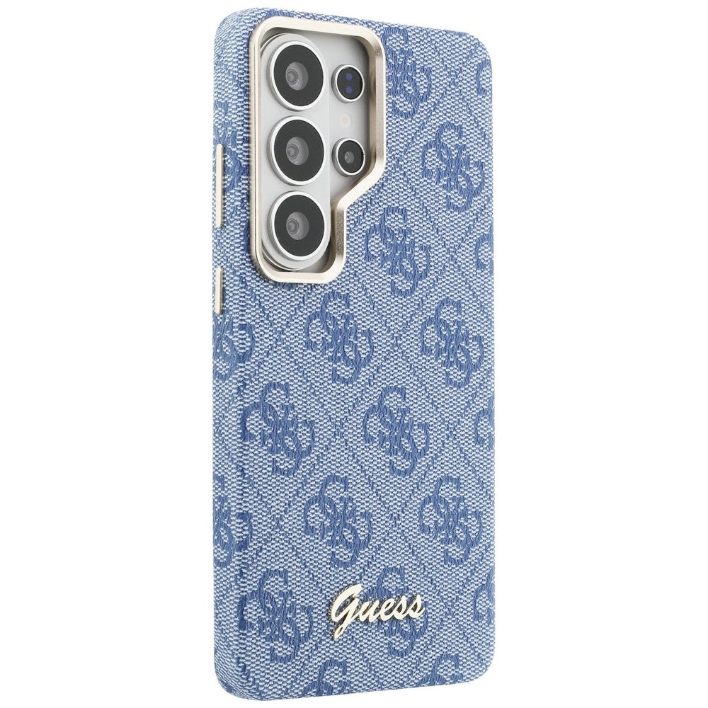 MagSafe Hülle für Samsung Galaxy S26 Ultra S948, Guess, 4G Script Logo, Blau