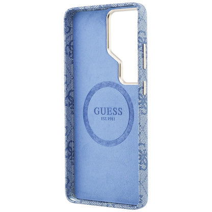 MagSafe Hülle für Samsung Galaxy S26 Ultra S948, Guess, 4G Script Logo, Blau