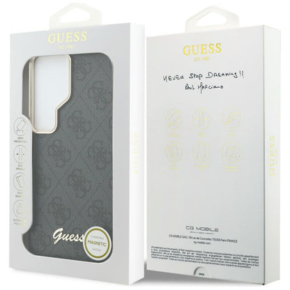 Custodia MagSafe per Samsung Galaxy S26 Ultra S948, Guess, 4G Script Logo, Nera