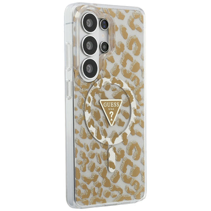 MagSafe Case for Samsung Galaxy S26 Ultra S948, Guess, IML Leopard Pattern, Brown