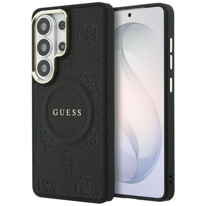 Étui MagSafe pour Samsung Galaxy S26 Ultra S948, GUESS, Saffiano Peony Embossed Ring, Noir
