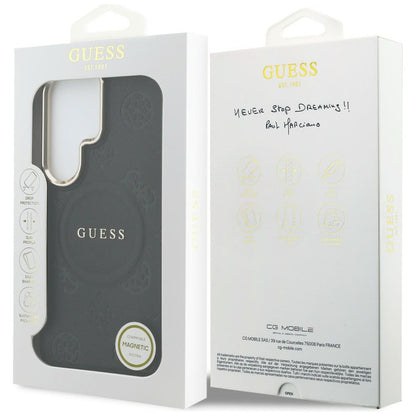 Étui MagSafe pour Samsung Galaxy S26 Ultra S948, GUESS, Saffiano Peony Embossed Ring, Noir
