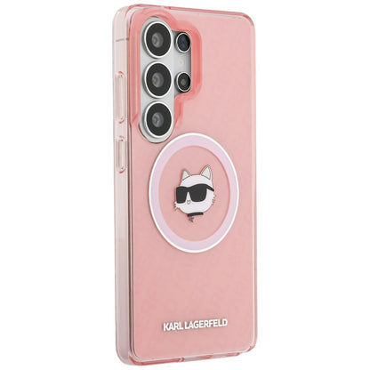 Custodia MagSafe per Samsung Galaxy S26 Ultra S948, Karl Lagerfeld, IML Choupette Head on KL Repeated Logo, Rosa