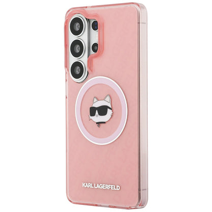 Custodia MagSafe per Samsung Galaxy S26 Ultra S948, Karl Lagerfeld, IML Choupette Head on KL Repeated Logo, Rosa
