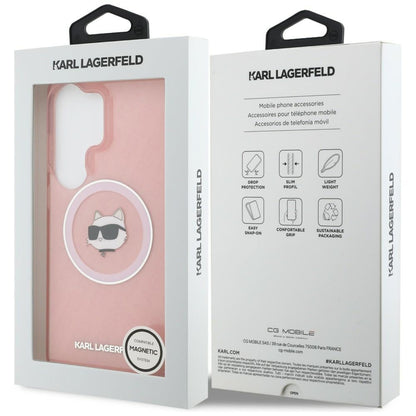 Custodia MagSafe per Samsung Galaxy S26 Ultra S948, Karl Lagerfeld, IML Choupette Head on KL Repeated Logo, Rosa