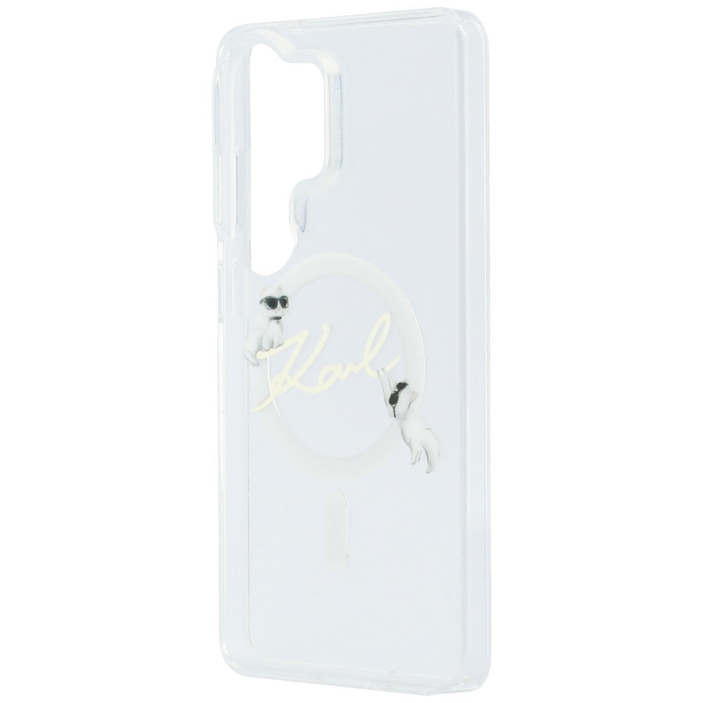 MagSafe Hülle für Samsung Galaxy S26 Ultra S948, Karl Lagerfeld, IML Choupette Karl Script Logo, Weiß.