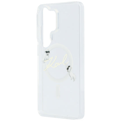 MagSafe Hülle für Samsung Galaxy S26 Ultra S948, Karl Lagerfeld, IML Choupette Karl Script Logo, Weiß.