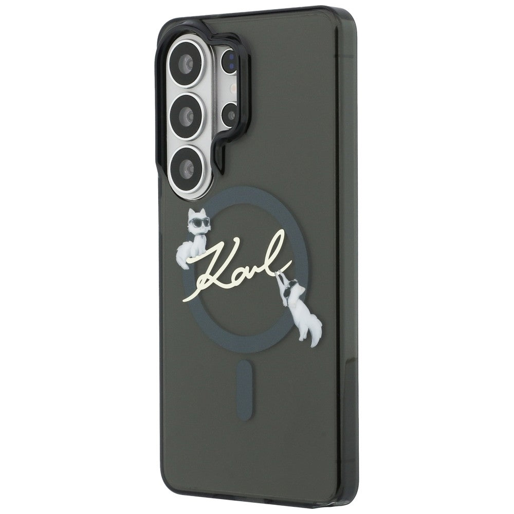 Custodia MagSafe per Samsung Galaxy S26 Ultra S948, Karl Lagerfeld, IML Choupette Karl Script Logo, Nera
