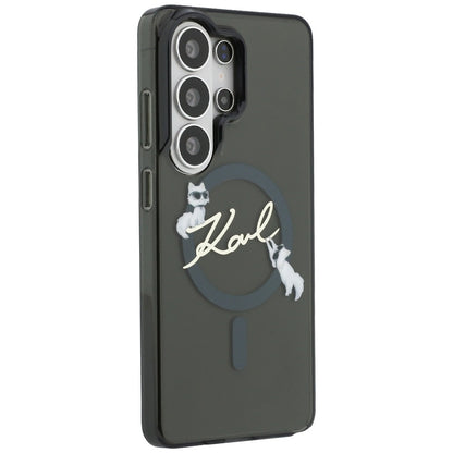 Custodia MagSafe per Samsung Galaxy S26 Ultra S948, Karl Lagerfeld, IML Choupette Karl Script Logo, Nera