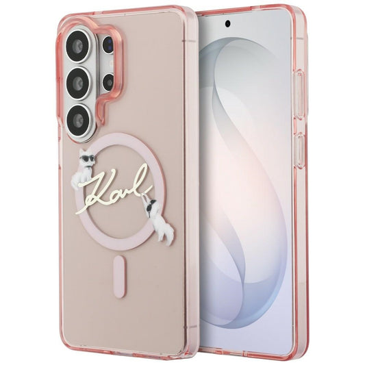 Custodia MagSafe per Samsung Galaxy S26 Ultra S948, Karl Lagerfeld, IML Choupette Karl Script Logo, Rosa