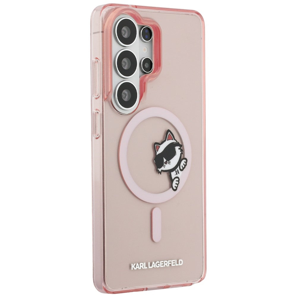 MagSafe Hülle für Samsung Galaxy S26 Ultra S948, Karl Lagerfeld, IML Choupette Peekaboo Logo, Rosa