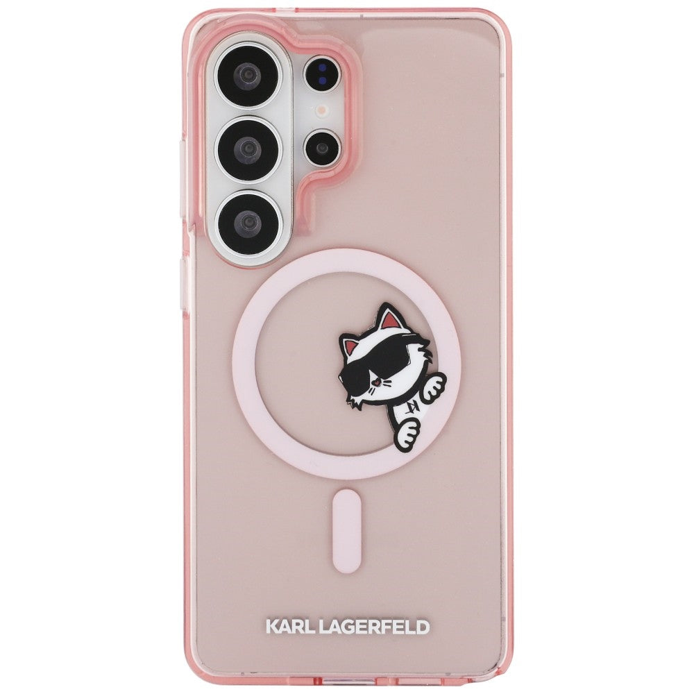 MagSafe Hülle für Samsung Galaxy S26 Ultra S948, Karl Lagerfeld, IML Choupette Peekaboo Logo, Rosa
