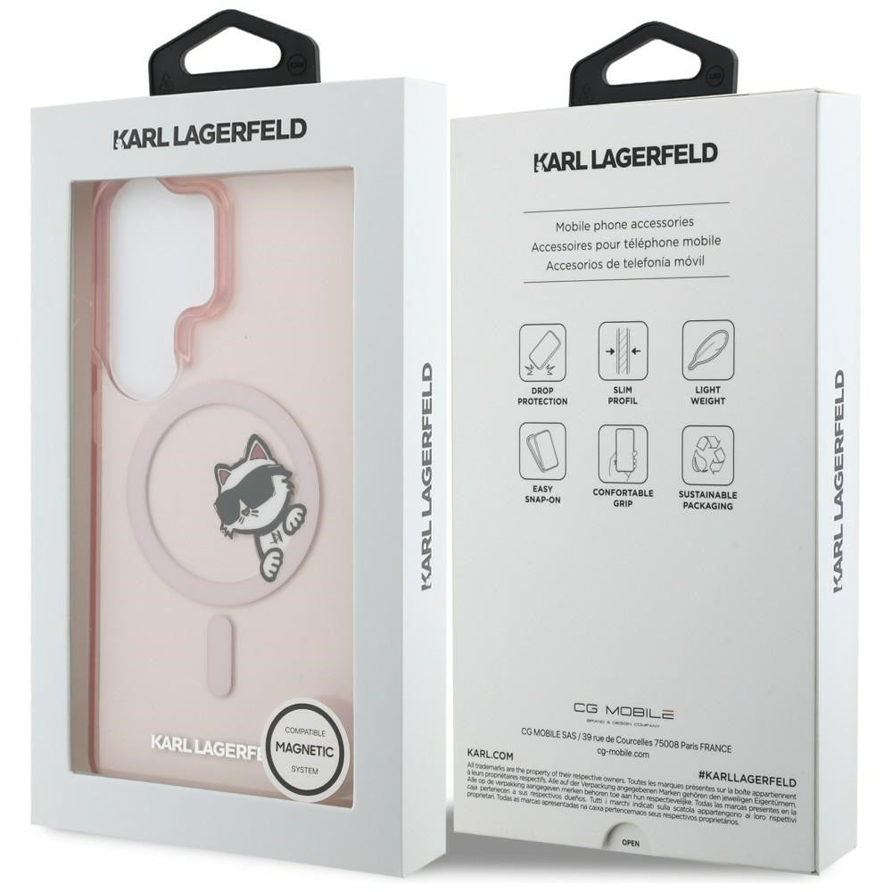 MagSafe Hülle für Samsung Galaxy S26 Ultra S948, Karl Lagerfeld, IML Choupette Peekaboo Logo, Rosa