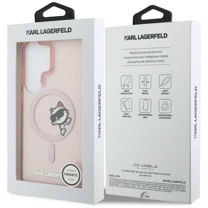 MagSafe Hülle für Samsung Galaxy S26 Ultra S948, Karl Lagerfeld, IML Choupette Peekaboo Logo, Rosa