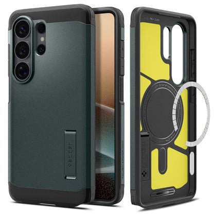 Custodia MagSafe per Samsung Galaxy S26 Ultra S948, Spigen, Tough Armor, Verde ACS10686